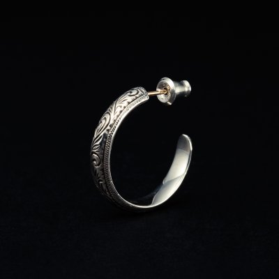 画像1: ANTIDOTE BUYERS CLUB/Engraved Hoop Earring（Single）（Silver）