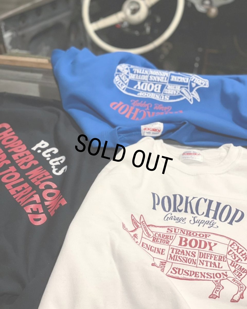 画像6: PORKCHOP/CHOPPERS WELCOME SWEAT（ブルー）［クルーネックスウェット-21春夏］ (6)