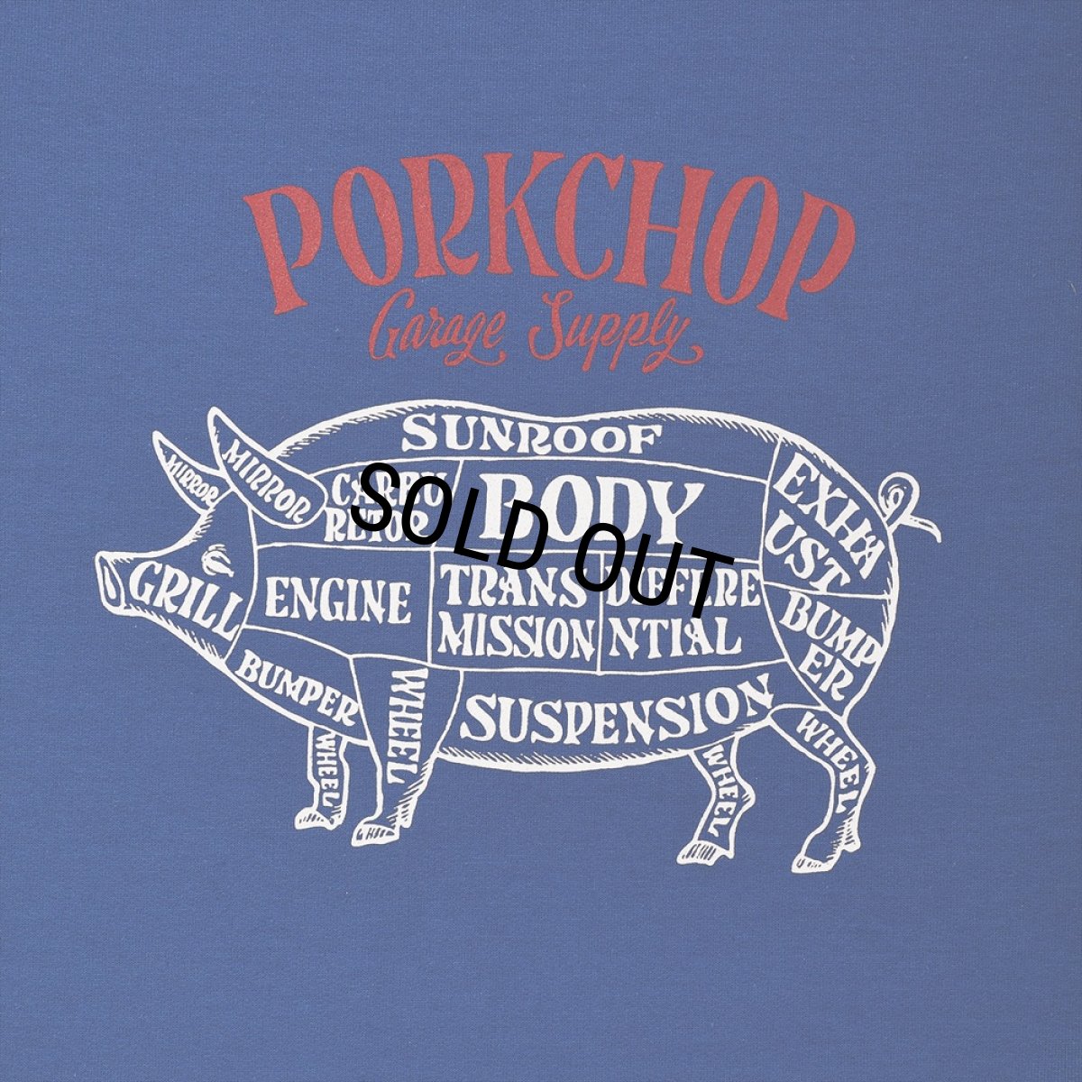 画像3: PORKCHOP/CHOPPERS WELCOME SWEAT（ブルー）［クルーネックスウェット-21春夏］ (3)