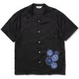 画像1: CALEE/R/P Amunzen cloth emboridery shirt（ブラック）［オープンカラーシャツ-22春夏］ (1)