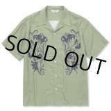 CALEE/×Miho Murakami Flower pattern S/S shirt（ティーグリーン）［オープンカラーシャツ-22春夏］