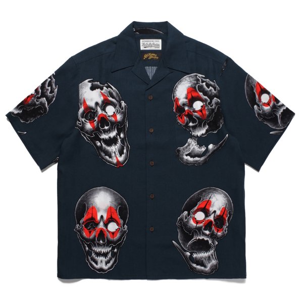 画像1: WACKO MARIA/56 TATTOO STUDIO / HAWAIIAN SHIRT S/S（NAVY）［ハワイアンシャツ-22秋冬］