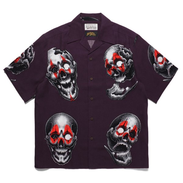 画像1: WACKO MARIA/56 TATTOO STUDIO / HAWAIIAN SHIRT S/S（PURPLE）［ハワイアンシャツ-22秋冬］