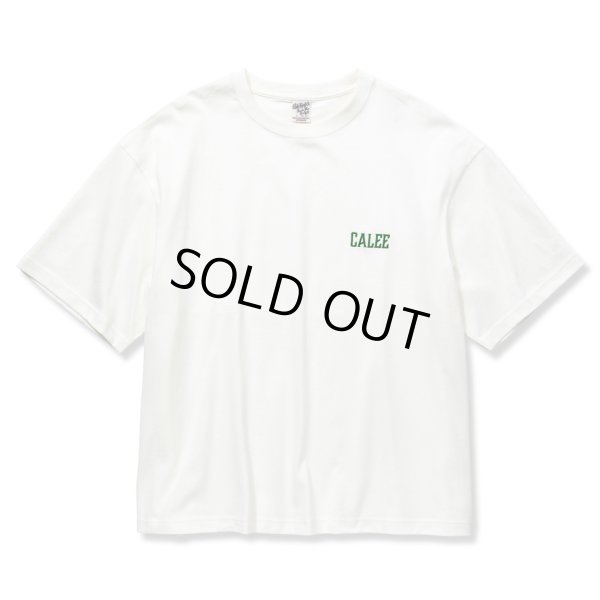 画像1: CALEE/Drop shoulder logo embroidery t-shirt（Limited）（White/Green）［ドロップショルダーT-22秋冬］
