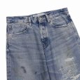 画像3: DAIRIKU/"Straight" Hard damage & Repair Vintage Denim Pants（Washed Indigo） 【30%OFF】［ハードダメージ&リペアストレートデニムパンツ-22秋冬］