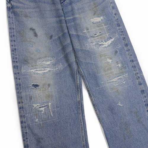 他の写真3: DAIRIKU/"Straight" Hard damage & Repair Vintage Denim Pants（Washed Indigo） 【30%OFF】［ハードダメージ&リペアストレートデニムパンツ-22秋冬］