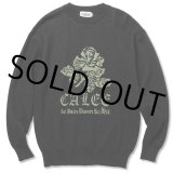 CALEE/12 Gauge first sight jacquard crew neck knit sweater（Black） 【30%OFF】［ジャガードクルーネックセーター-22秋冬］