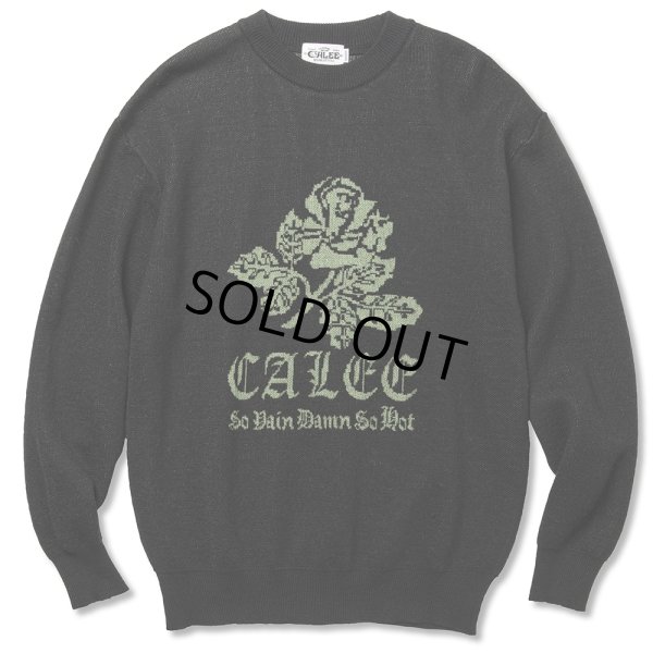画像1: CALEE/12 Gauge first sight jacquard crew neck knit sweater（Black） 【30%OFF】［ジャガードクルーネックセーター-22秋冬］