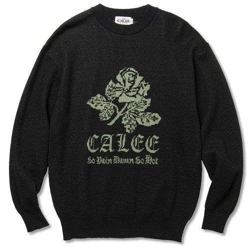 他の写真1: CALEE/12 Gauge first sight jacquard crew neck knit sweater（Black） 【30%OFF】［ジャガードクルーネックセーター-22秋冬］