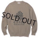 CALEE/12 Gauge first sight jacquard crew neck knit sweater（Khaki） 【30%OFF】［ジャガードクルーネックセーター-22秋冬］