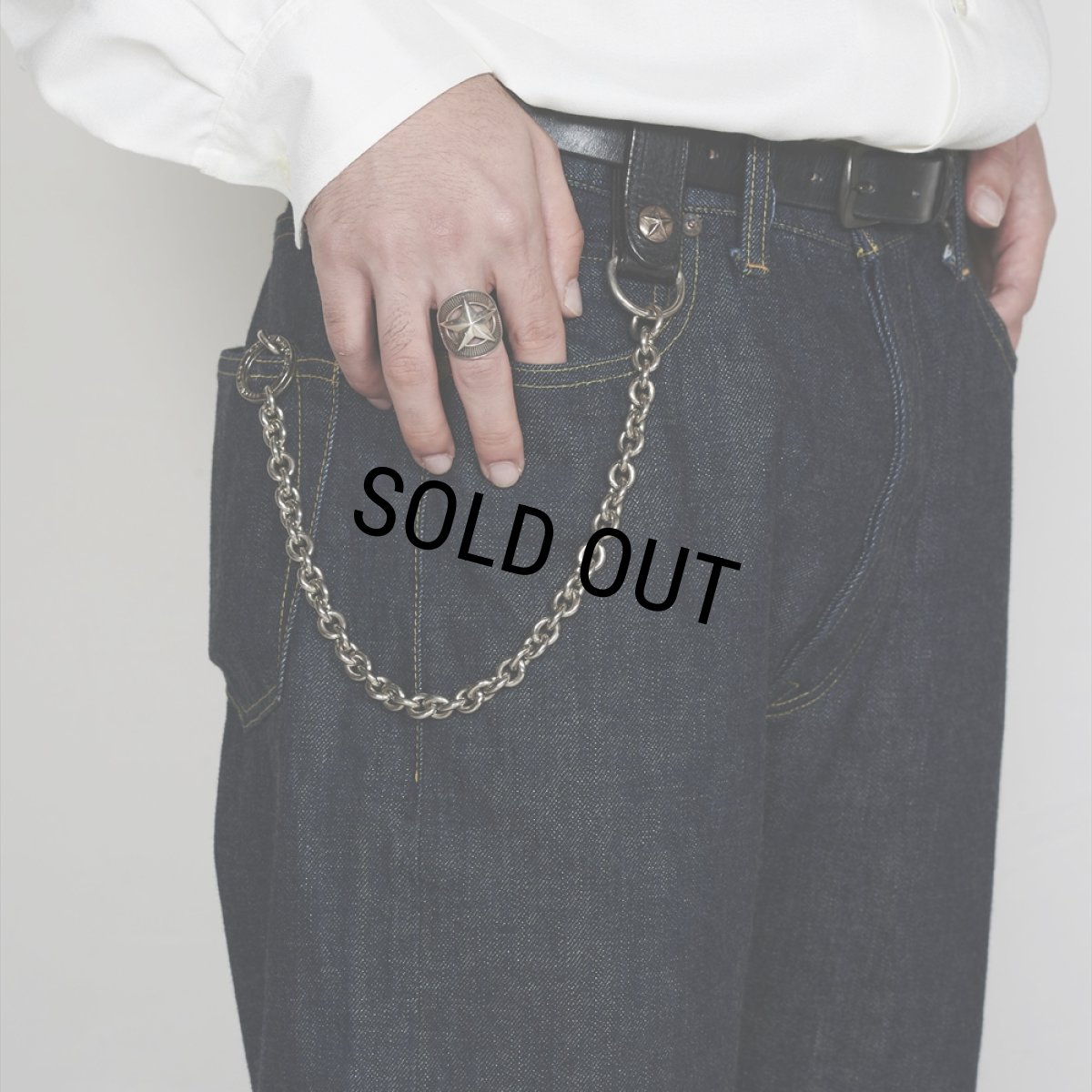 画像5: CALEE/SILVER STAR CONCHO LEATHER WALLET CHAIN（BLACK）［ウォレットチェーン-25春夏］ (5)