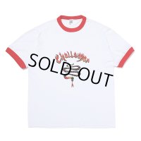 CHALLENGER/BURNING SNAKE RINGER TEE（WHITE/RED）［リンガーT-23春夏］