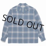 WACKO MARIA/OMBRE CHECK OPEN COLLAR SHIRT L/S（TYPE-2）（D-BLUE）［オンブレチェックオープンカラーシャツ-22秋冬］