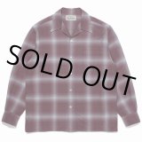 WACKO MARIA/OMBRE CHECK OPEN COLLAR SHIRT L/S（TYPE-2）（D-RED）［オンブレチェックオープンカラーシャツ-22秋冬］