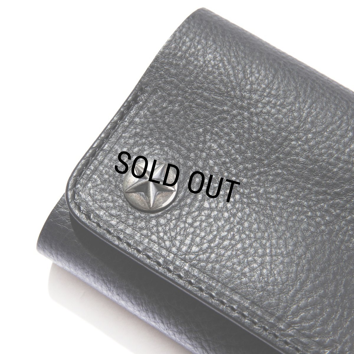 画像3: CALEE/SILVER STAR CONCHO FLAP LEATHER HALF WALLET（BLACK）［レザーハーフウォレット-25春夏］ (3)