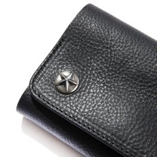 画像3: CALEE/SILVER STAR CONCHO FLAP LEATHER HALF WALLET（BLACK）［レザーハーフウォレット-25春夏］ (3)