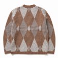 画像2: 【40%OFF】RATS/ARGYLE MOHAIR KNIT CARDIGAN（BROWN）［アーガイルモヘアカーディガン-22秋冬］ (2)