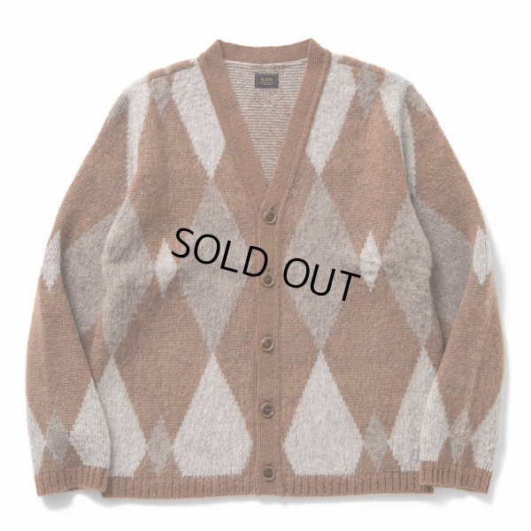 画像1: 【40%OFF】RATS/ARGYLE MOHAIR KNIT CARDIGAN（BROWN）［アーガイルモヘアカーディガン-22秋冬］