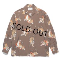 WACKO MARIA/TIM LEHI / HAWAIIAN SHIRT L/S（BROWN）［ハワイアンシャツ-23春夏］