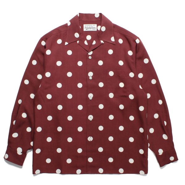 画像1: WACKO MARIA/DOTS OPEN COLLAR SHIRT（BORDEAUX）［ドットオープンカラーシャツ-23春夏］