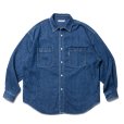 画像1: COOTIE PRODUCTIONS/Denim Work Shirt（Indigo Fade）［フェード加工デニムワークシャツ-23春夏］ (1)