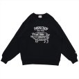 画像1: PORKCHOP/PORK FRONT SWEAT（BLACK）［クルーネックスウェット-23春夏］ (1)