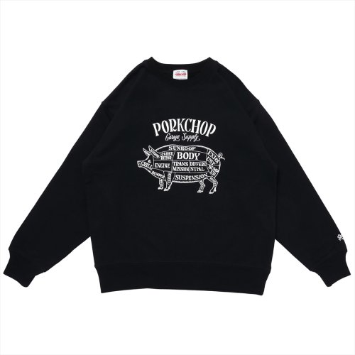 他の写真1: PORKCHOP/PORK FRONT SWEAT（BLACK）［クルーネックスウェット-23春夏］