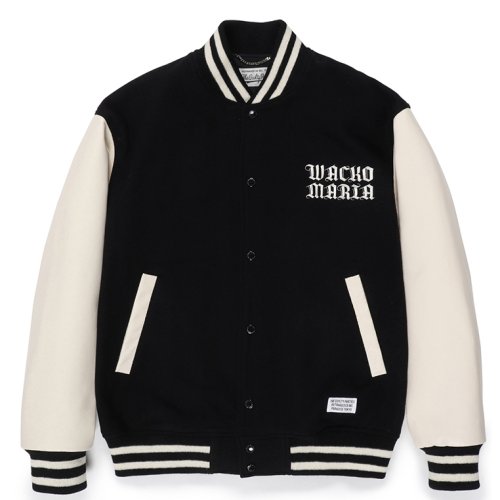 他の写真1: WACKO MARIA/LEATHER VARSITY JACKET（BLACK）［袖レザースタジャン-23春夏］