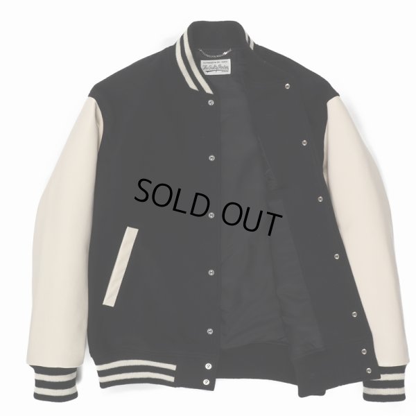 画像3: WACKO MARIA/LEATHER VARSITY JACKET（BLACK）［袖レザースタジャン-23春夏］