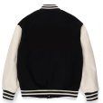 画像2: WACKO MARIA/LEATHER VARSITY JACKET（BLACK）［袖レザースタジャン-23春夏］ (2)