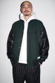 画像3: WACKO MARIA/LEATHER VARSITY JACKET（D-GREEN）［袖レザースタジャン-23春夏］ (3)