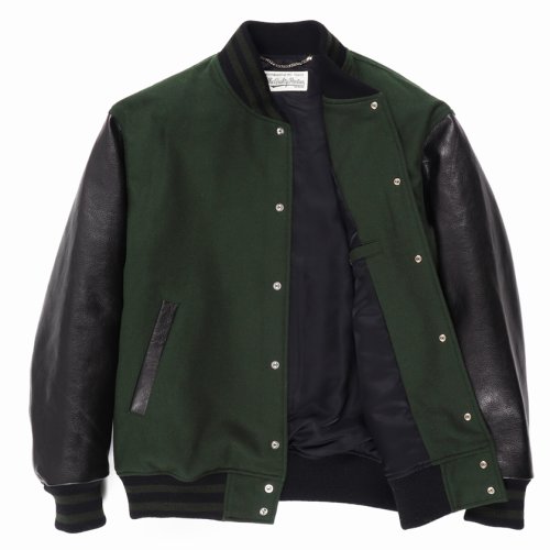 他の写真2: WACKO MARIA/LEATHER VARSITY JACKET（D-GREEN）［袖レザースタジャン-23春夏］