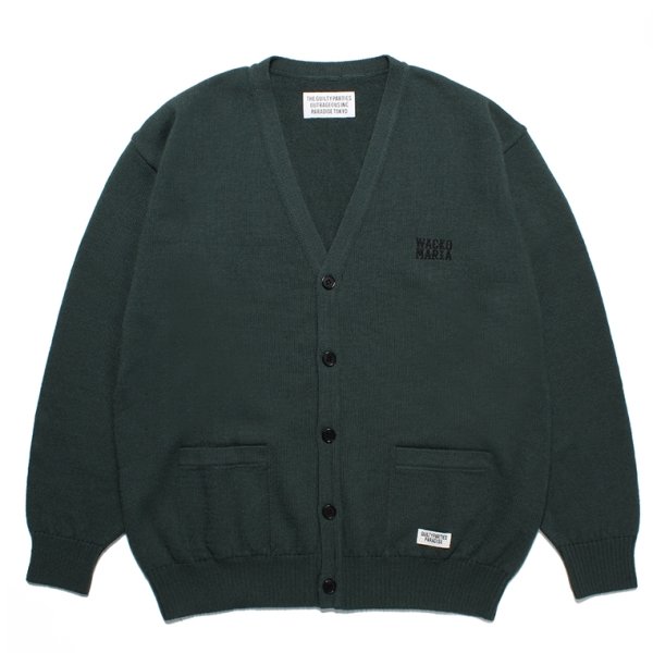 画像1: WACKO MARIA/CLASSIC KNIT CARDIGAN（GREEN）［クラシックニットカーディガン-23春夏］