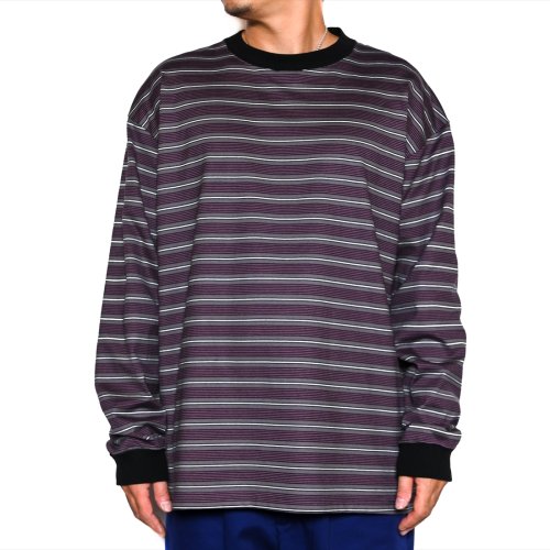 他の写真3: CALEE/Drop shoulder narrow pitch border L/S cutsew（Black/Purple） 【50%OFF】［ドロップショルダーボーダー長袖T-23春夏］