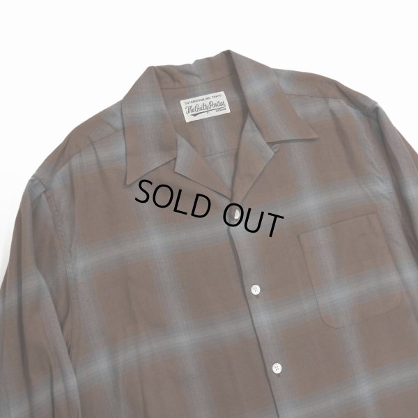 画像2: WACKO MARIA/OMBRE CHECK OPEN COLLAR SHIRT L/S（BROWN）［オンブレチェックオープンカラーシャツ-23春夏］