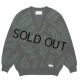 WACKO MARIA/LEAF JACQUARD CARDIGAN （BLACK/GREEN）［リーフジャガードカーディガン-23春夏］