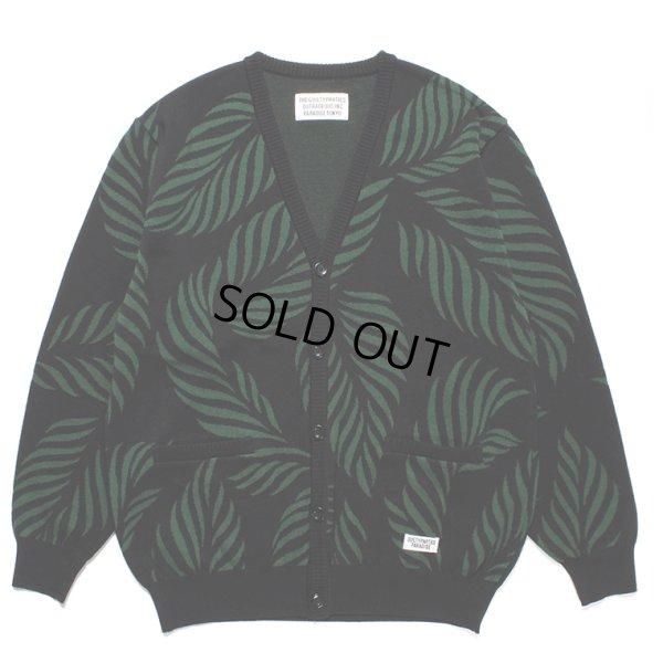 画像1: WACKO MARIA/LEAF JACQUARD CARDIGAN （BLACK/GREEN）［リーフジャガードカーディガン-23春夏］