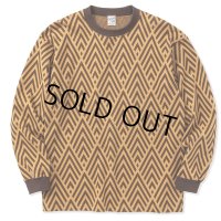 CALEE/22 Gauge double jacquard wide shilhouette L/S cutsew（Mustard） 【40%OFF】［ダブルジャガード長袖T-23春夏］