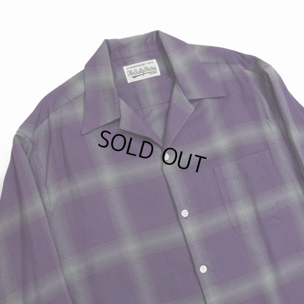 画像2: WACKO MARIA/OMBRE CHECK OPEN COLLAR SHIRT L/S（PURPLE）［オンブレチェックオープンカラーシャツ-23春夏］