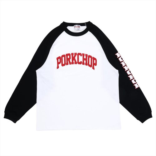 他の写真1: PORKCHOP/COLLEGE RAGLAN L/S TEE（WHITE/BLACK）［ラグラン長袖T-23春夏］