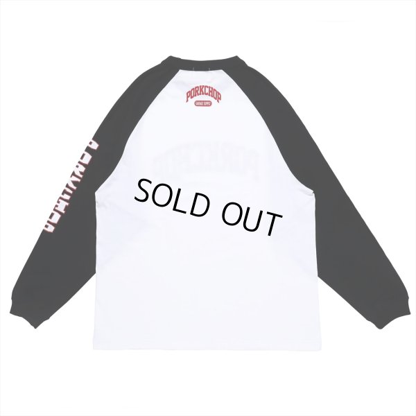 画像2: PORKCHOP/COLLEGE RAGLAN L/S TEE（WHITE/BLACK）［ラグラン長袖T-23春夏］