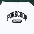 画像4: PORKCHOP/COLLEGE RAGLAN L/S TEE（WHITE/GREEN）［ラグラン長袖T-23春夏］