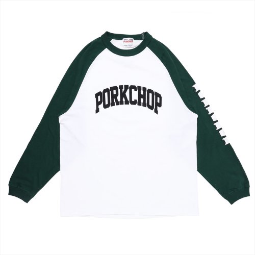 他の写真1: PORKCHOP/COLLEGE RAGLAN L/S TEE（WHITE/GREEN）［ラグラン長袖T-23春夏］