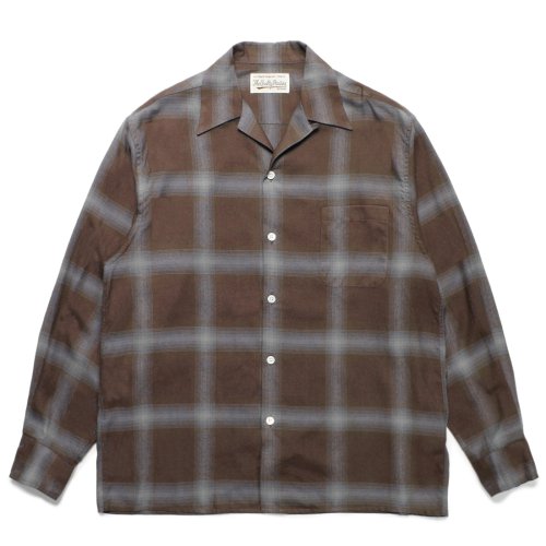 他の写真1: WACKO MARIA/OMBRE CHECK OPEN COLLAR SHIRT L/S（BROWN）［オンブレチェックオープンカラーシャツ-23春夏］