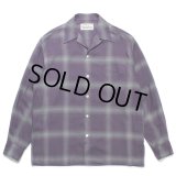 WACKO MARIA/OMBRE CHECK OPEN COLLAR SHIRT L/S（PURPLE）［オンブレチェックオープンカラーシャツ-23春夏］