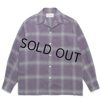 WACKO MARIA/OMBRE CHECK OPEN COLLAR SHIRT L/S（PURPLE）［オンブレチェックオープンカラーシャツ-23春夏］
