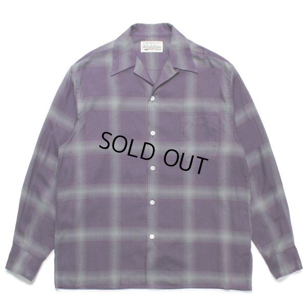 画像1: WACKO MARIA/OMBRE CHECK OPEN COLLAR SHIRT L/S（PURPLE）［オンブレチェックオープンカラーシャツ-23春夏］