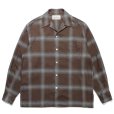 画像1: WACKO MARIA/OMBRE CHECK OPEN COLLAR SHIRT L/S（BROWN）［オンブレチェックオープンカラーシャツ-23春夏］ (1)