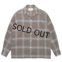 WACKO MARIA/OMBRE CHECK OPEN COLLAR SHIRT L/S（BROWN）［オンブレチェックオープンカラーシャツ-23春夏］