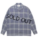 WACKO MARIA/OMBRE CHECK OPEN COLLAR SHIRT L/S（NAVY）［オンブレチェックオープンカラーシャツ-23春夏］